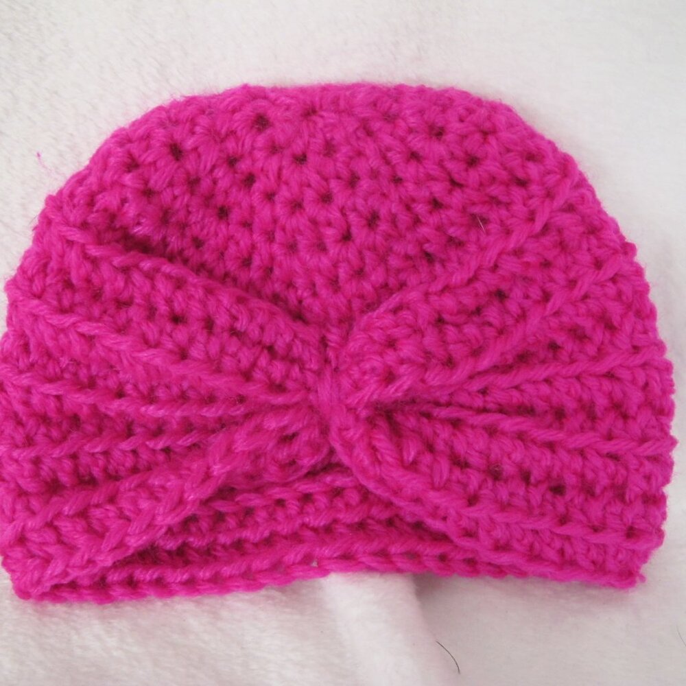 Handmade Infant Turban Style Beanie/Hat - 0/3 Months